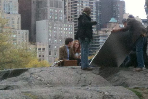 The 11th Doctor, Matt Smith, and Amy Pond, Karen Gillan, in Central Park